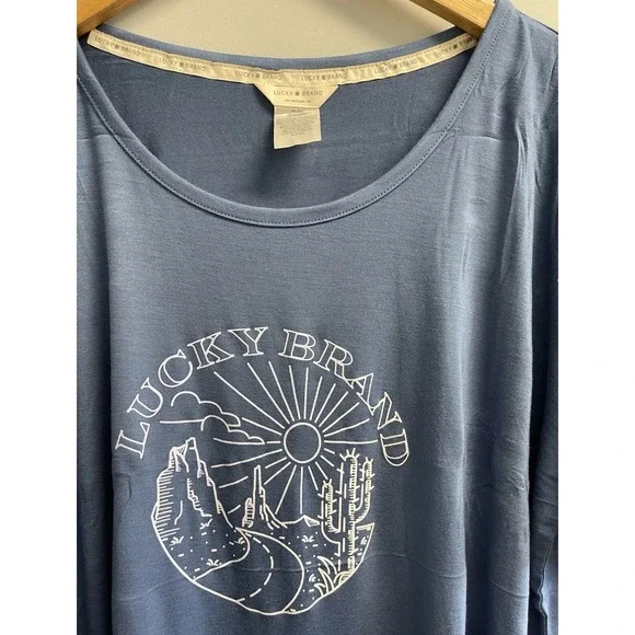 NEW Lucky Brand Women's XXL 3-Pc Pajama Set T-shirt Joggers Shorts Blue Tie Dye - Picture 7 of 14